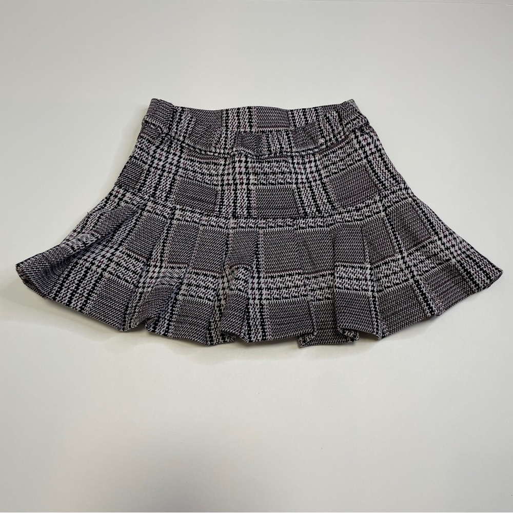 Nicole Miller Pleated Plaid Knit Skirt Gray Black Infant Girl 0-3M Elastic